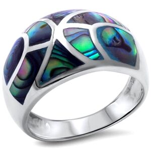 .925 Silver Abalone Shell Wedding Band, Organic, Free-Spirited, Bohemian Jewelry